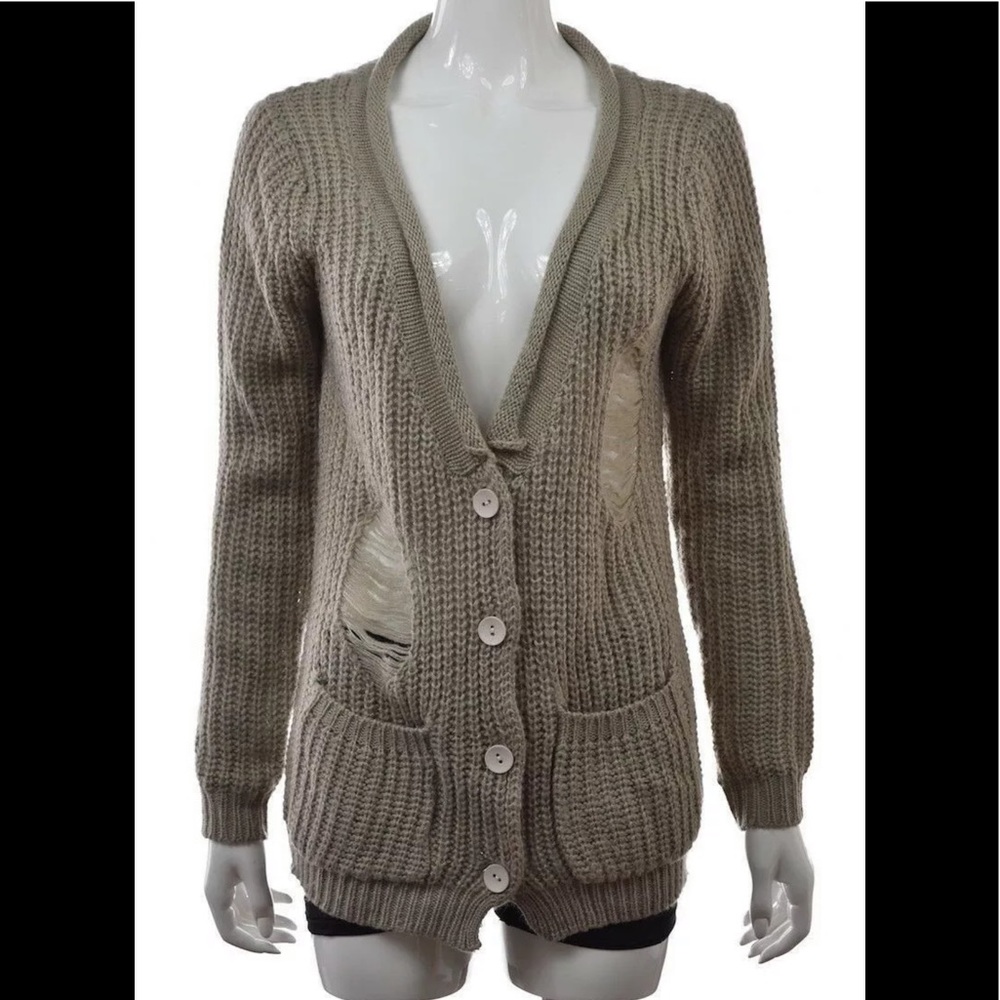 NWOT Pippa Lynn Distressed Cardigan Sweater -  O/S